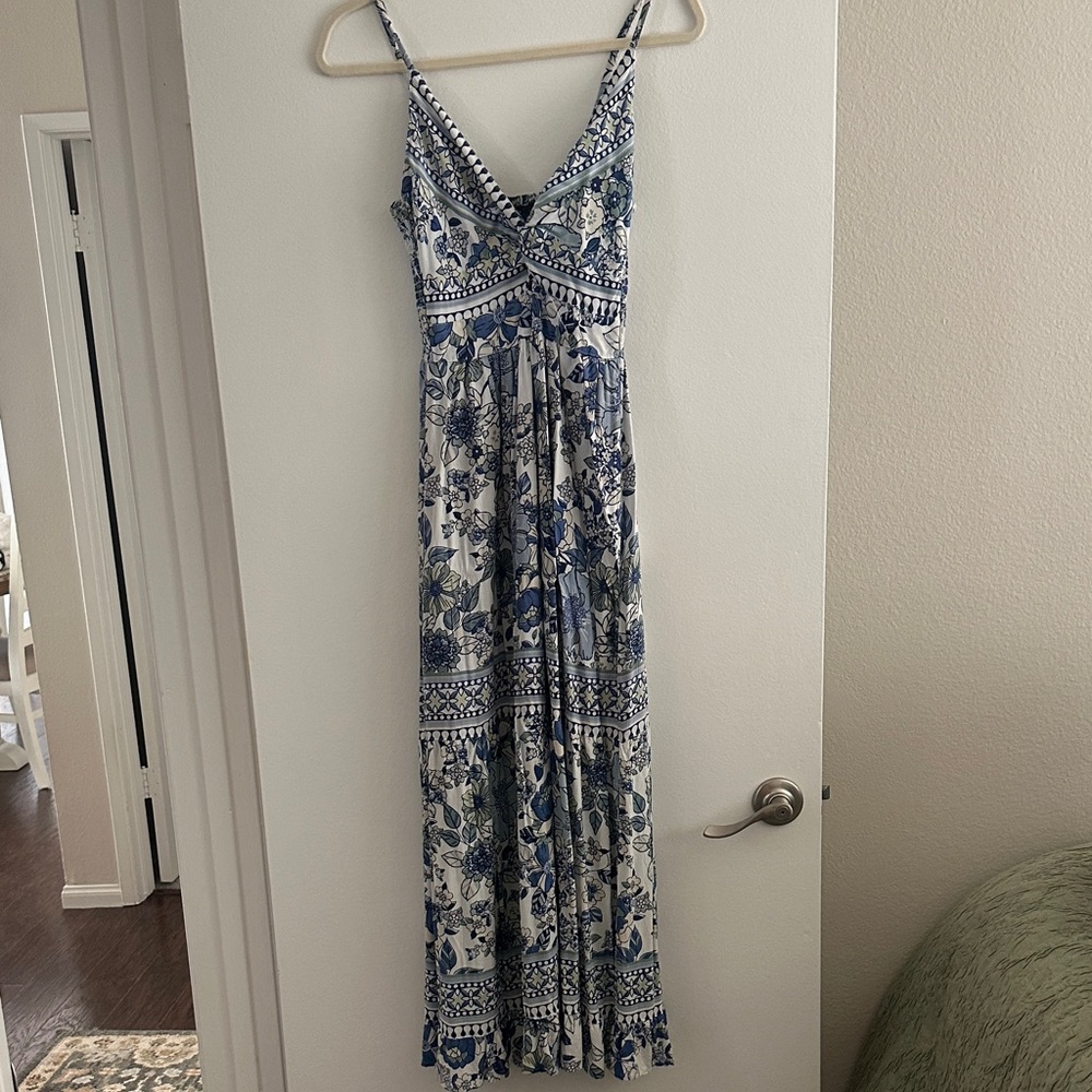 Angie Blue and White Floral Maxi Dress